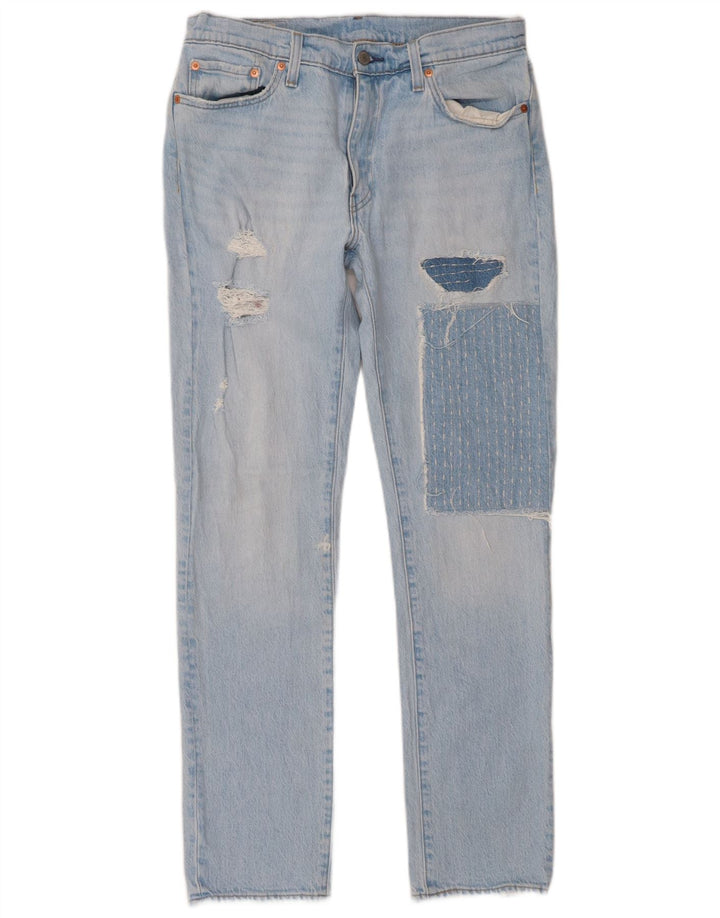 Calça jeans feminina Levi's 511 Distressed Slim W33 L32 azul patchwork algodão