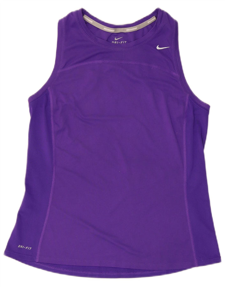NIKE Womens Dri Fit Vest Top UK 12 Médio Roxo