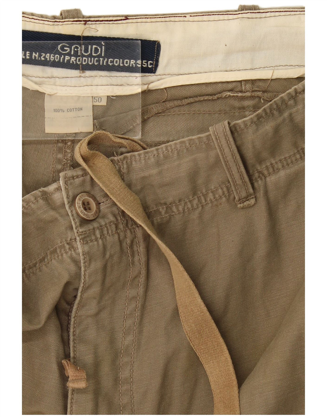 Shorts cargo masculino Gaudi IT 50 grande W38 algodão cáqui