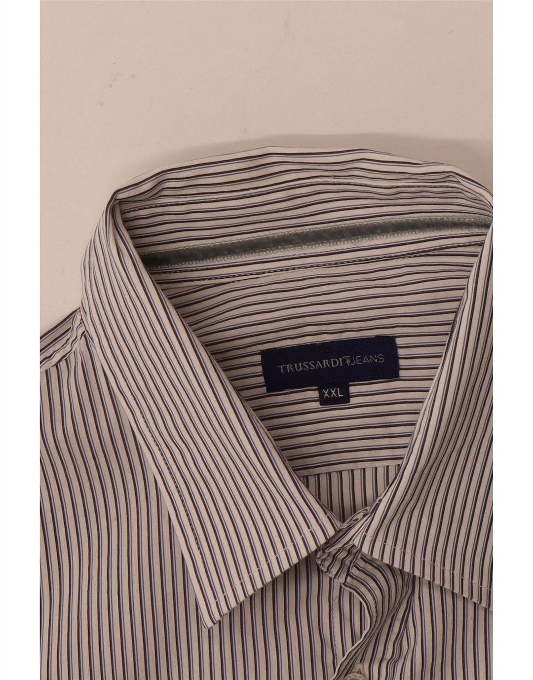 Camisa masculina Trussardi Jeans 2XL listrada branca