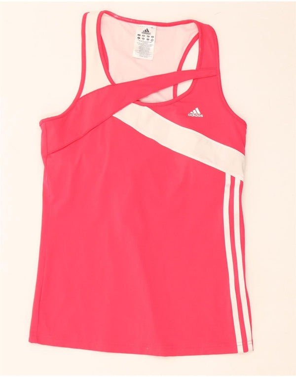 ADIDAS Womens Vest Top UK 14 Medium Pink Colourblock Nylon