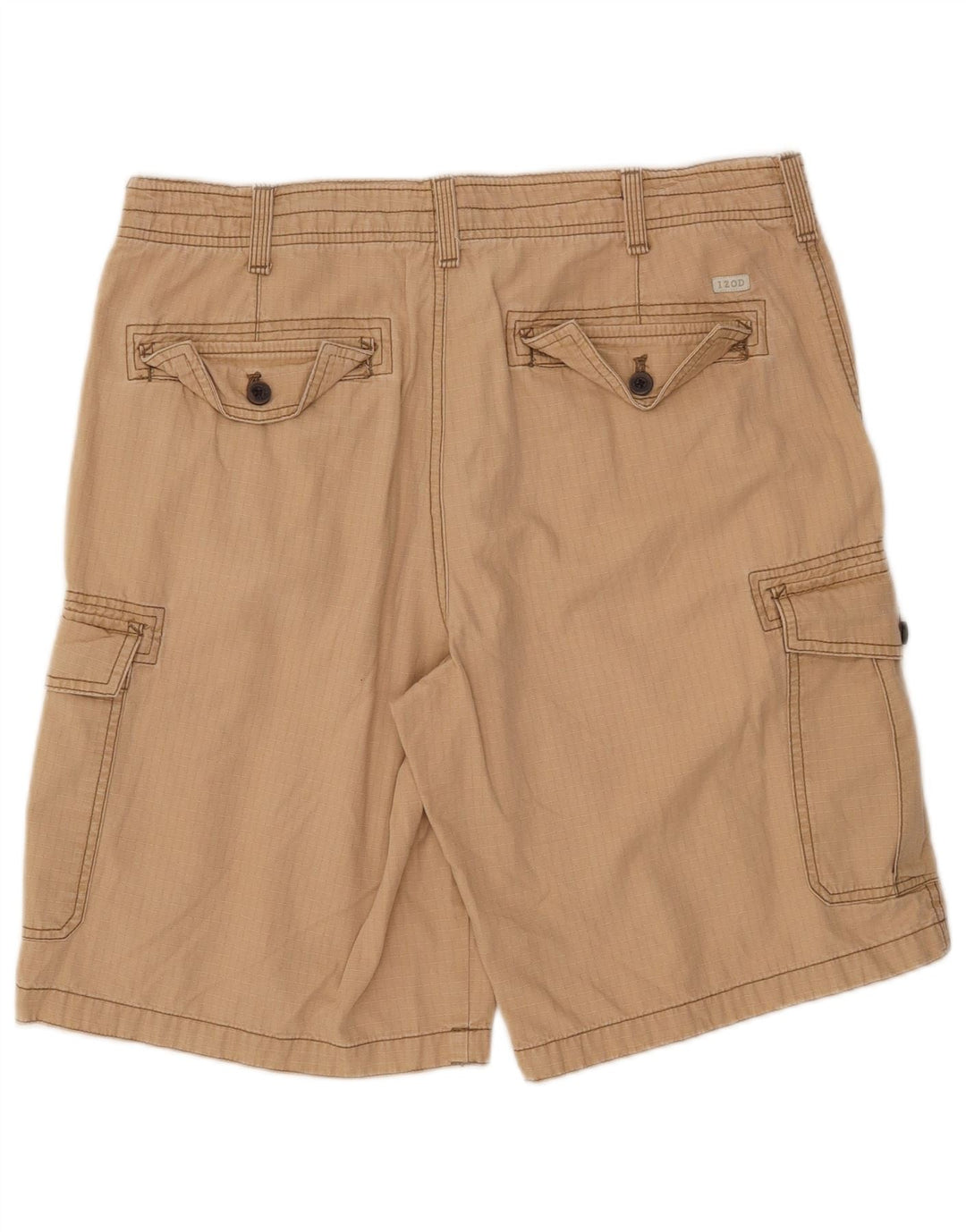Shorts cargo masculino de água salgada IZOD W34 grande algodão xadrez bege