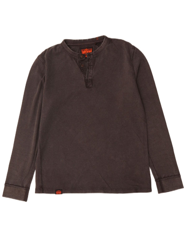 Top masculino Superdry manga comprida grande algodão cinza