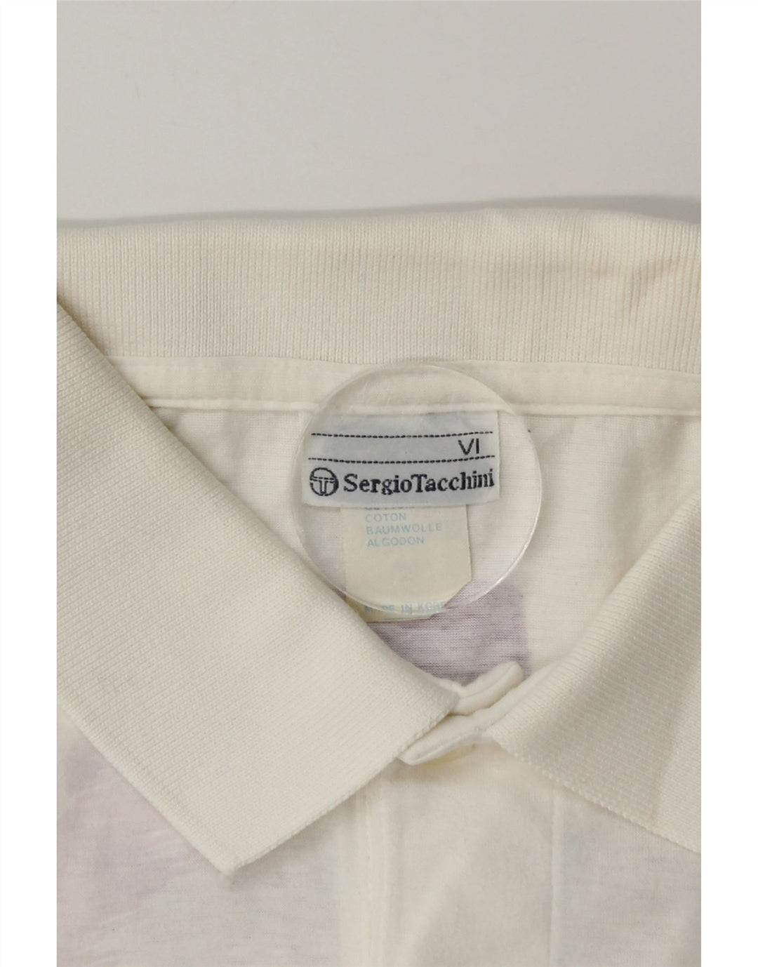 Sergio Tacchini Camisa polo masculina gráfica grande algodão tie-dye branco