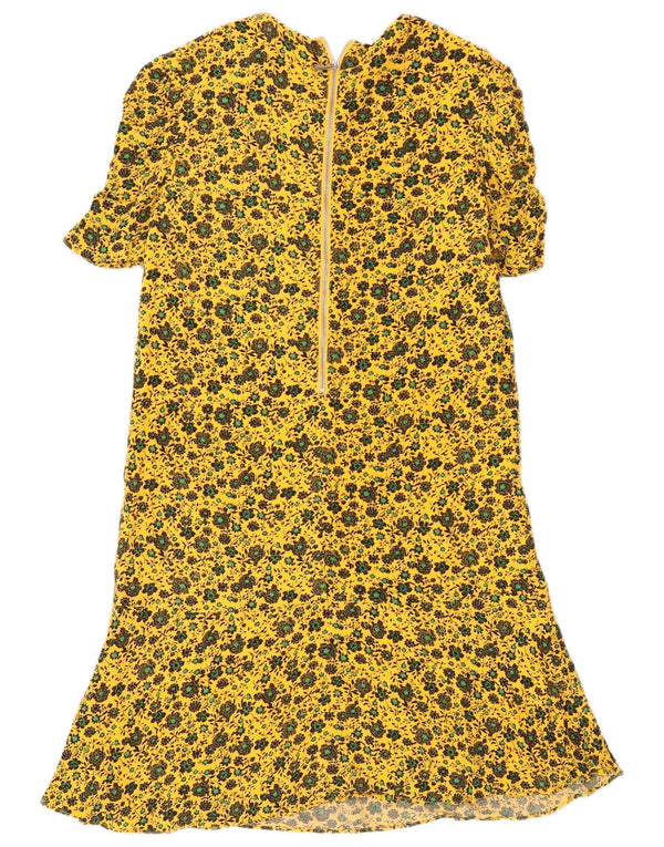 Vestido feminino Whistle A-Line UK 8 pequeno floral amarelo