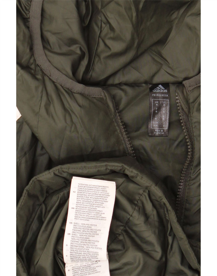 Jaqueta acolchoada com capuz masculina Adidas UK 38 Poliéster cáqui médio