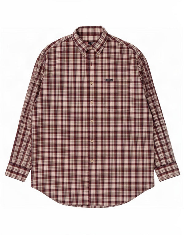 Camisa masculina Chaps Ralph Lauren grande algodão xadrez Borgonha