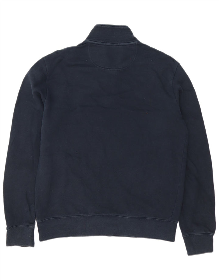 Suéter masculino Marks & Spencer com zíper e gola em algodão azul marinho médio