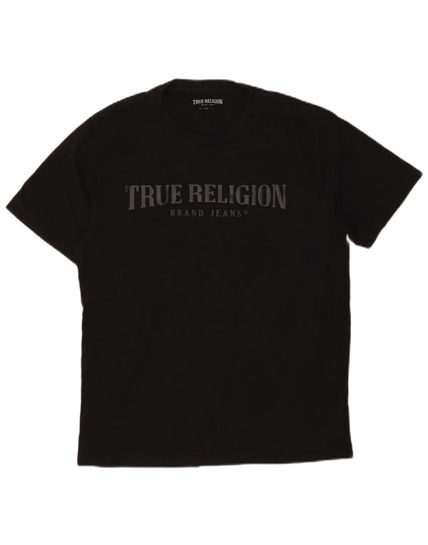 Camiseta gráfica masculina True Religion algodão preto médio