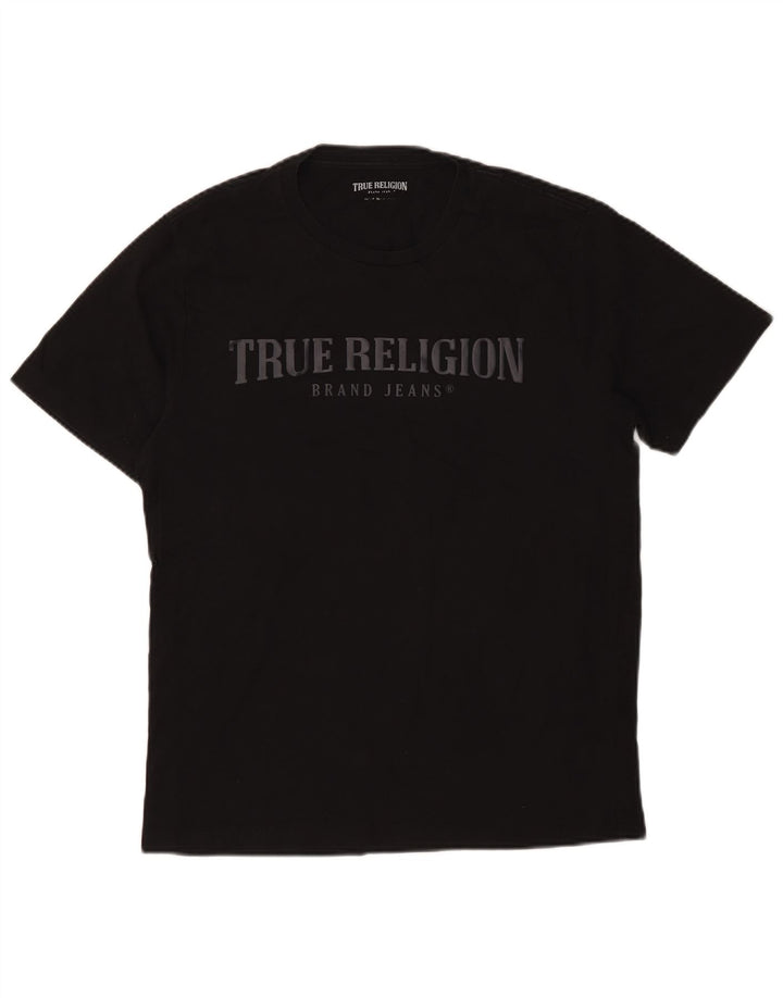 Camiseta gráfica masculina True Religion algodão preto médio