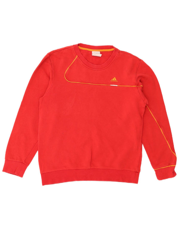 Adidas Mens Moletom Jumper Pequeno Algodão Vermelho