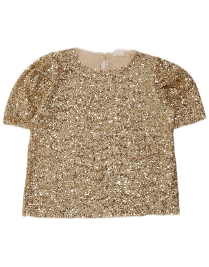 Zara Blusa Meninas Top 13-14 Anos Poliéster Dourado