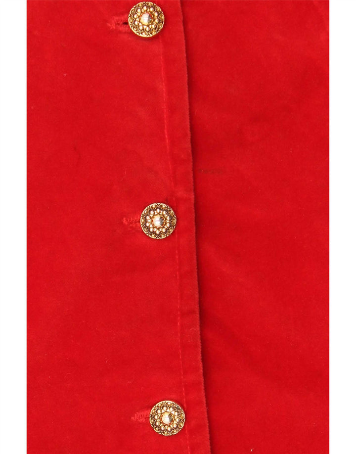 Jaqueta blazer de veludo com 5 botões para mulheres vintage algodão vermelho pequeno Reino Unido 10