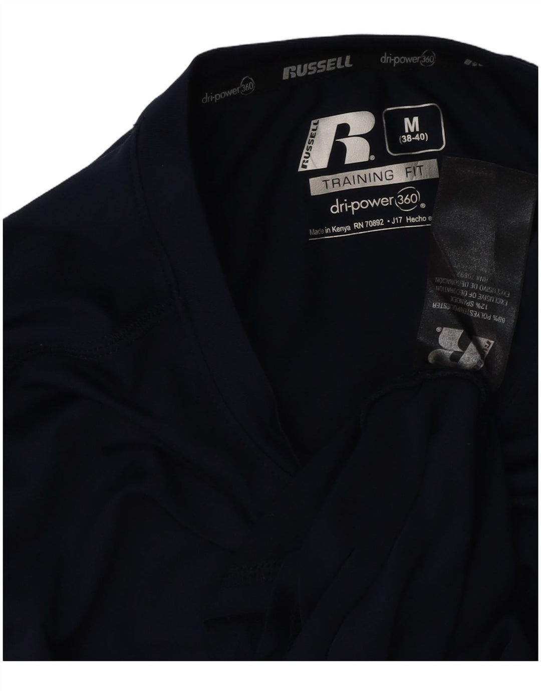 Top masculino RUSSELL ATLÉTICO manga longa Reino Unido 38/40 poliéster azul marinho médio
