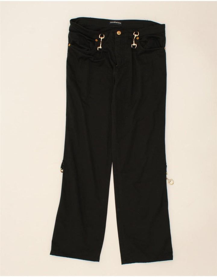 ROCCOBAROCCO Womens Straight Casual Trousers W32 L29  Black Cotton Vintage Roccobarocco and Second-Hand Roccobarocco from Messina Hembry 