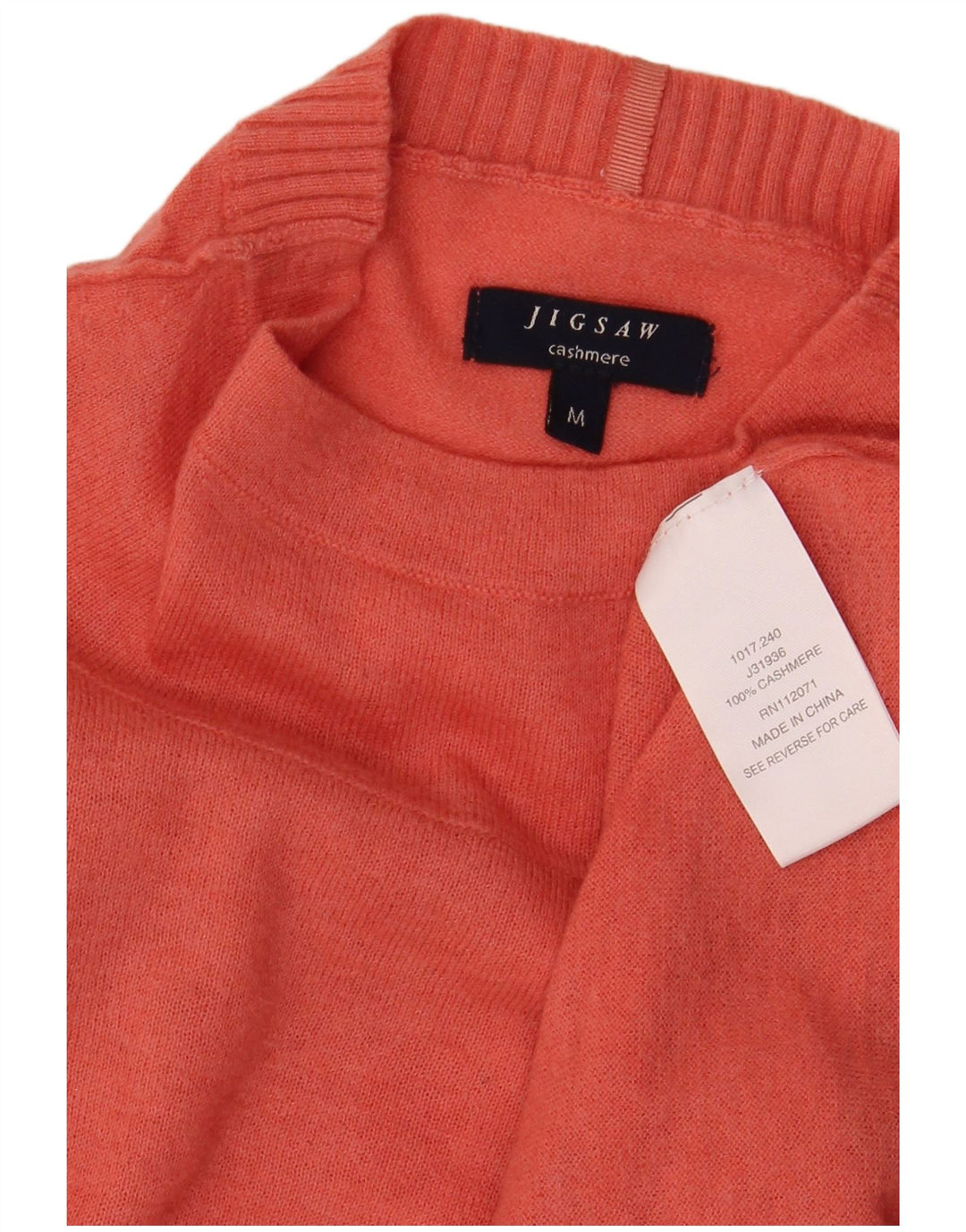 Suéter feminino JIGSAW com gola tartaruga Reino Unido 12 caxemira rosa médio
