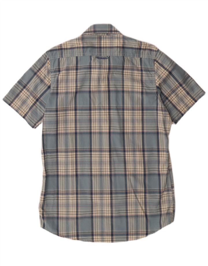 Camisa masculina de manga curta SUPERDRY XL azul xadrez algodão