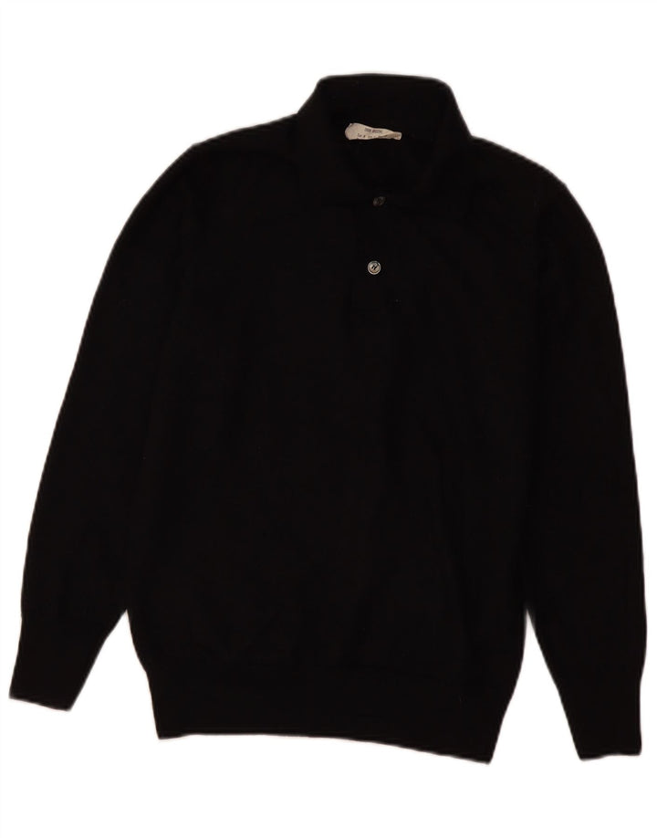 Zara Suéter feminino com gola polo e gola polo UK 12 lã preta média