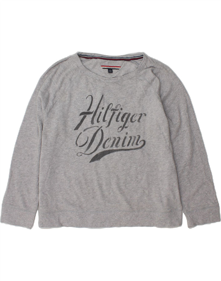 TOMMY HILFIGER Womens Graphic Sweatshirt Jumper UK 20 2XL Grey Cotton Vintage Tommy Hilfiger and Second-Hand Tommy Hilfiger from Messina Hembry 