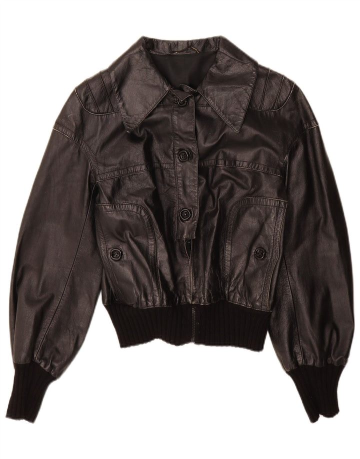 Casaco de pele vintage para menina 11-12 anos XL preto