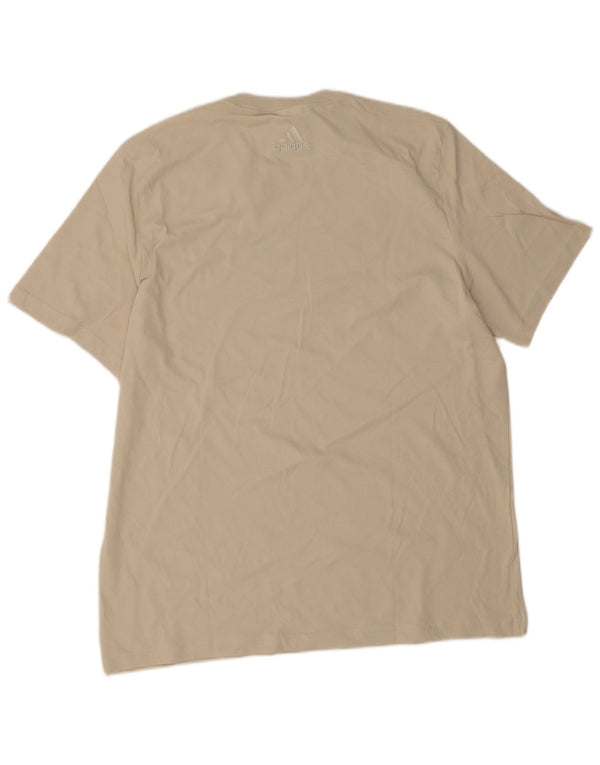 Adidas Mens Graphic T-Shirt Top Grande Algodão Bege