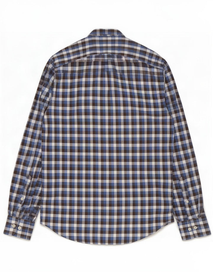 Camisa masculina de flanela Gant pequena algodão guingão azul marinho