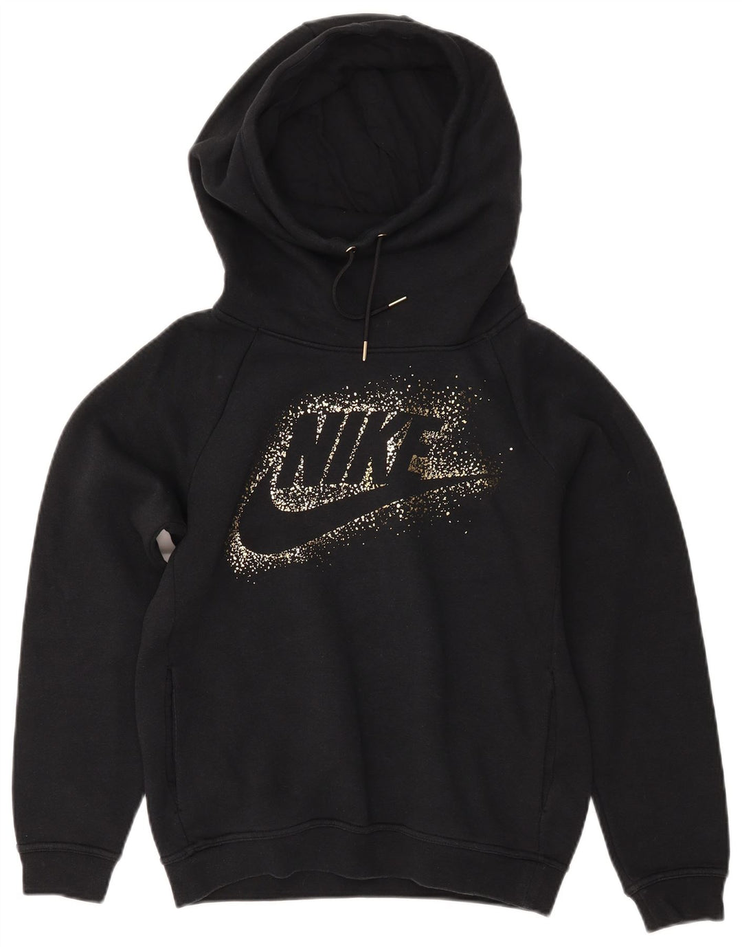NIKE feminino oversized gráfico moletom com capuz Reino Unido 10 pequeno algodão preto