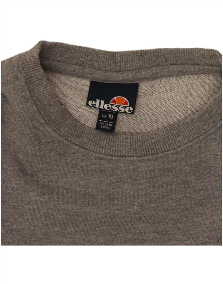 Ellesse moletom feminino grande com estampa gráfica UK 10 pequeno cinza manchado