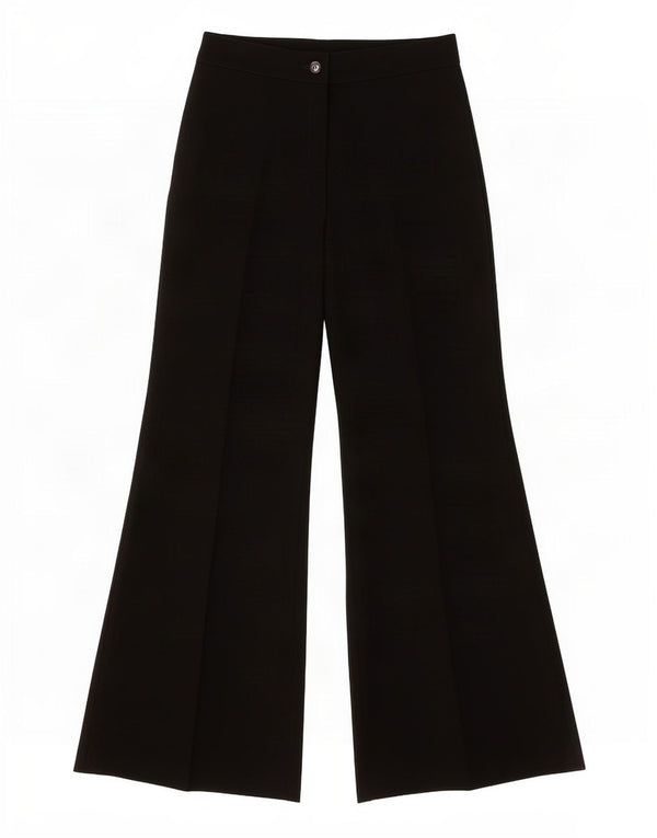 Calça feminina vintage de perna larga W26 L27 lã preta