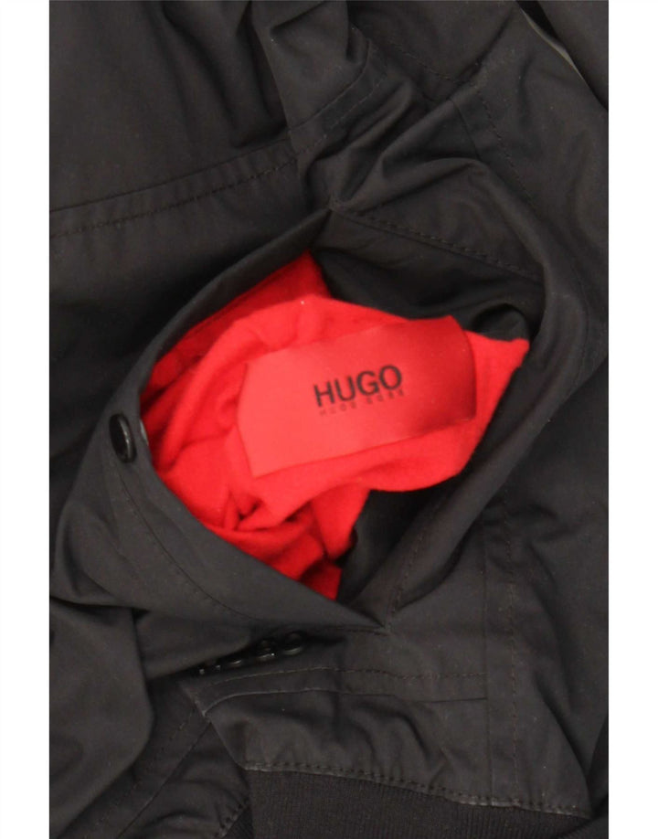 Jaqueta reversível masculina Hugo Boss UK 36 pequena poliamida preta