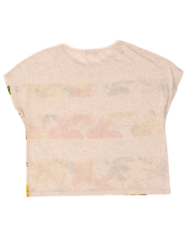 Camiseta feminina gráfica ZARA UK 10 pequena cinza floral