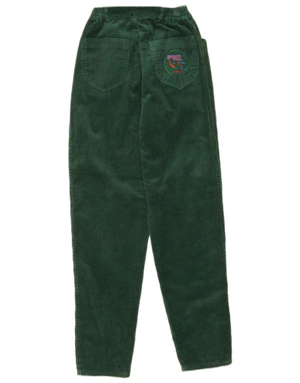 Calça feminina vintage de veludo cotelê IT 42 médio W28 L31 algodão verde