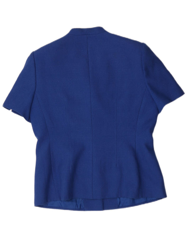 Jaqueta blazer feminina Kasper manga curta com 4 botões Reino Unido 14 grande azul