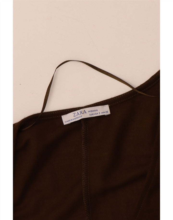 ZARA Macacão feminino de manga comprida UK 10 pequeno marrom viscose