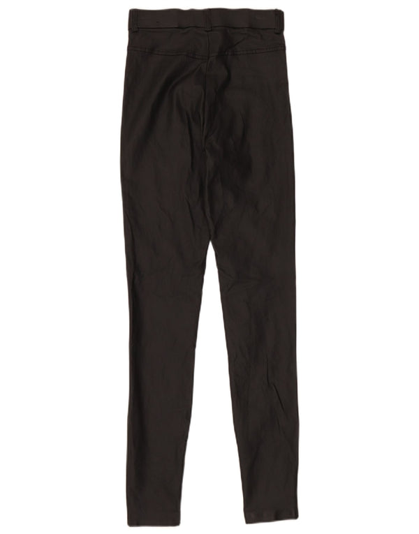 Zara Leggings femininas de couro sintético pequeno W26 L30 poliéster preto