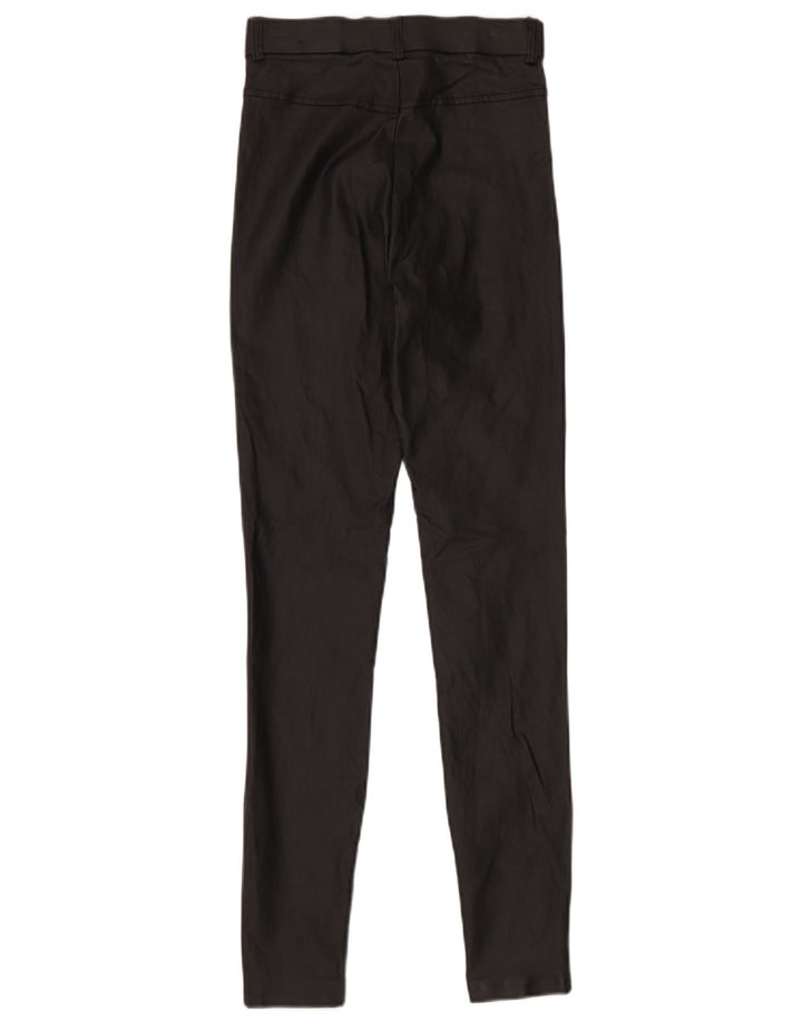 Zara Leggings femininas de couro sintético pequeno W26 L30 poliéster preto
