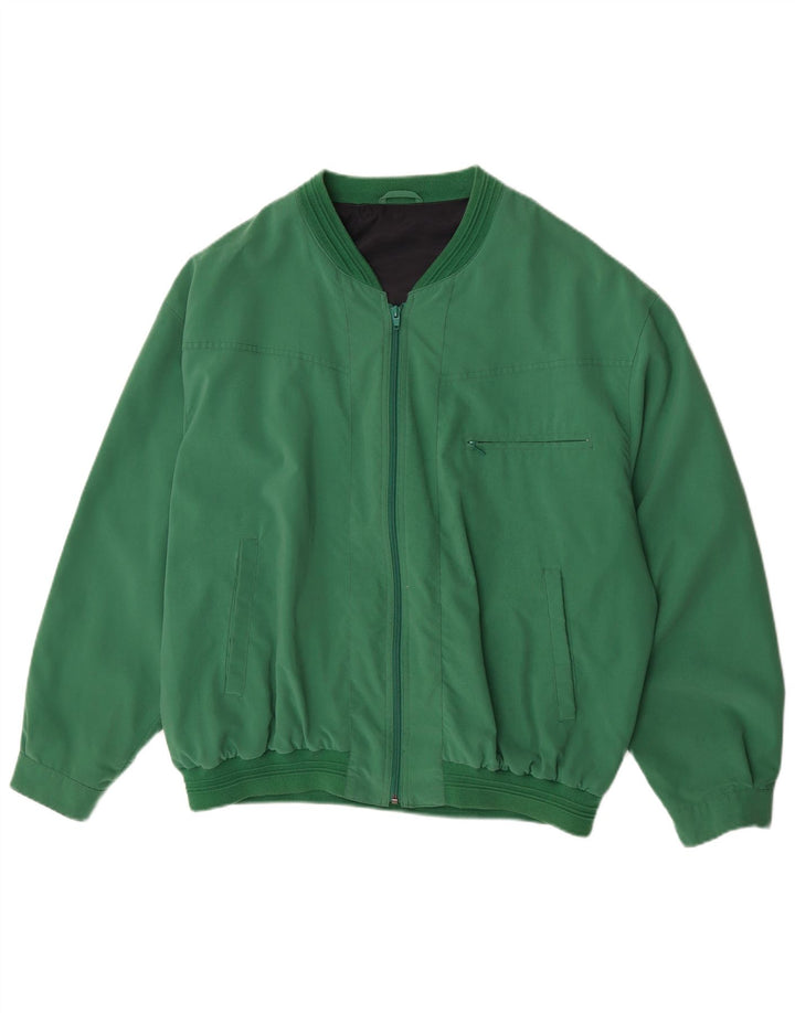 Jaqueta bomber masculina vintage UK 42 XL poliéster verde