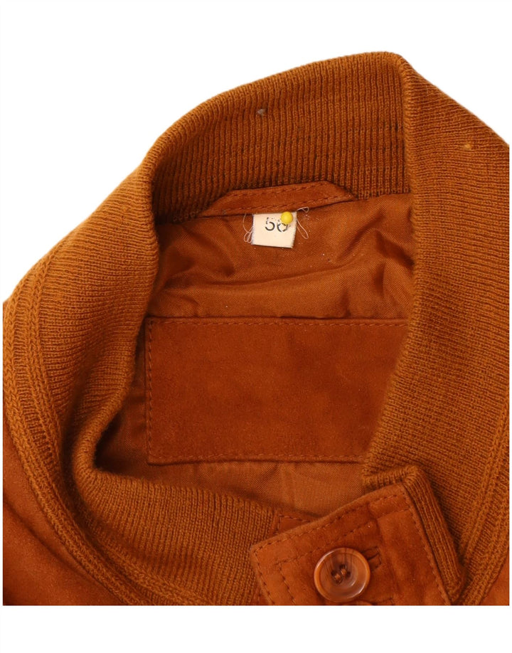Jaqueta bomber masculina vintage de camurça IT 56 3XL couro marrom