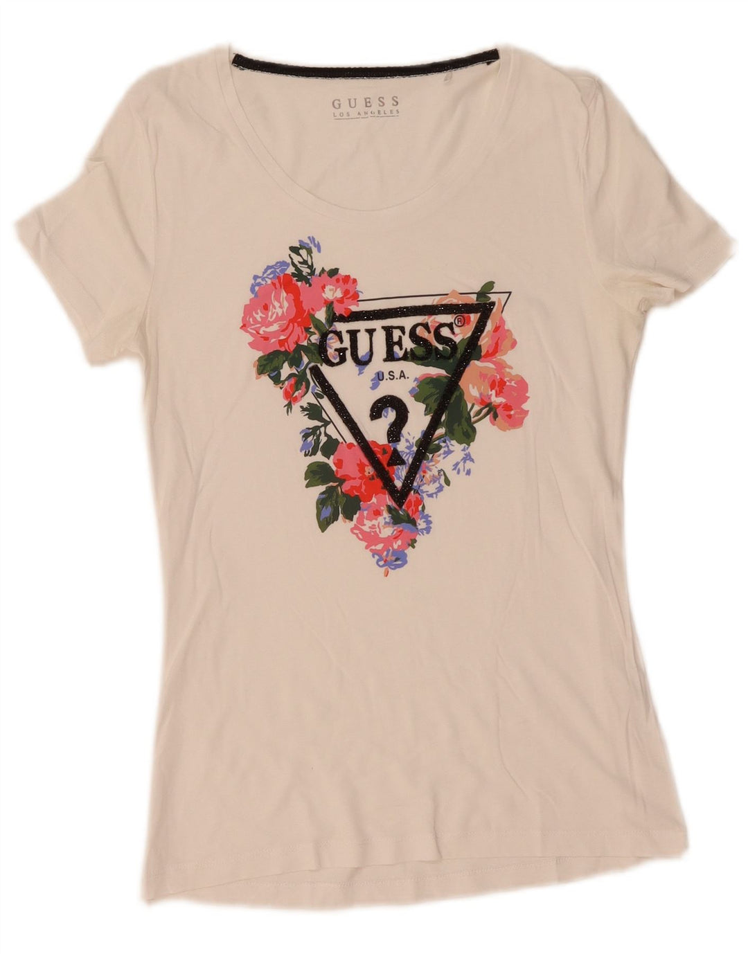 Camiseta feminina Guess com estampa gráfica UK 12 médio branco