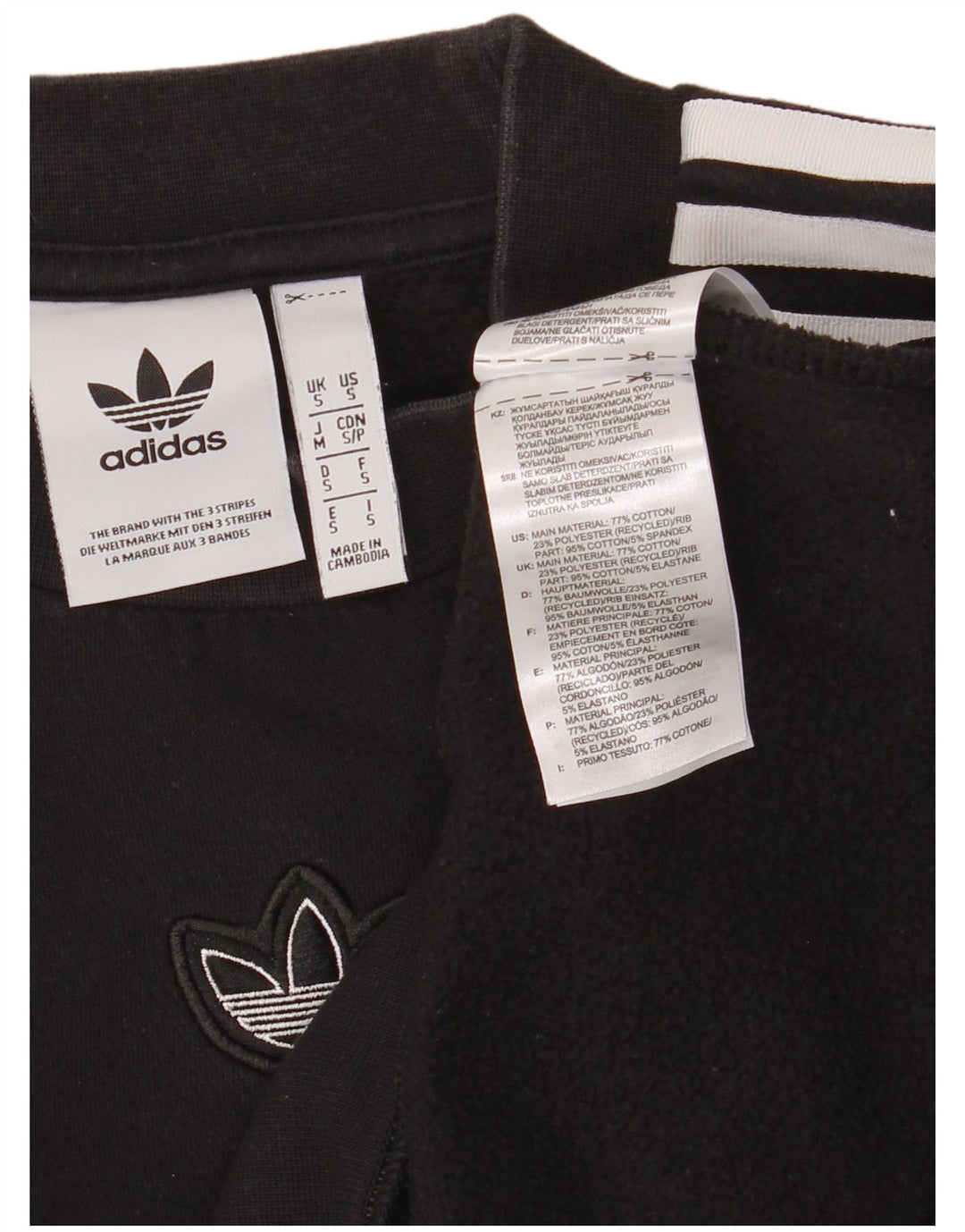 ADIDAS Mens Loose Fit Graphic Moletom Jumper Pequeno Algodão Preto