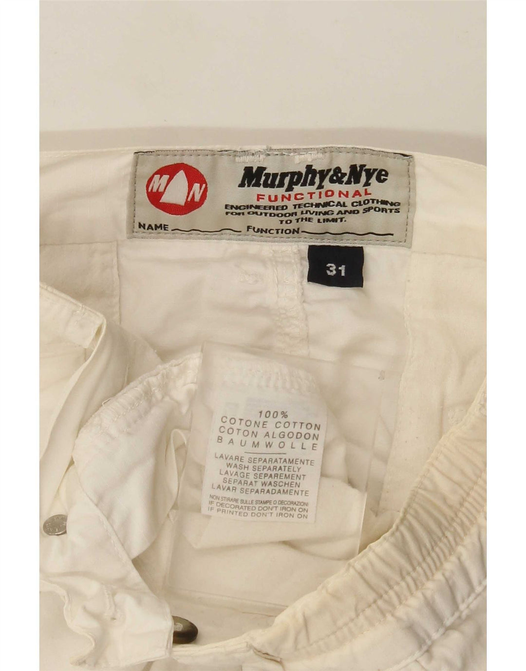 Murphy & Nye Mens Chino Shorts W31 Médio Algodão Branco