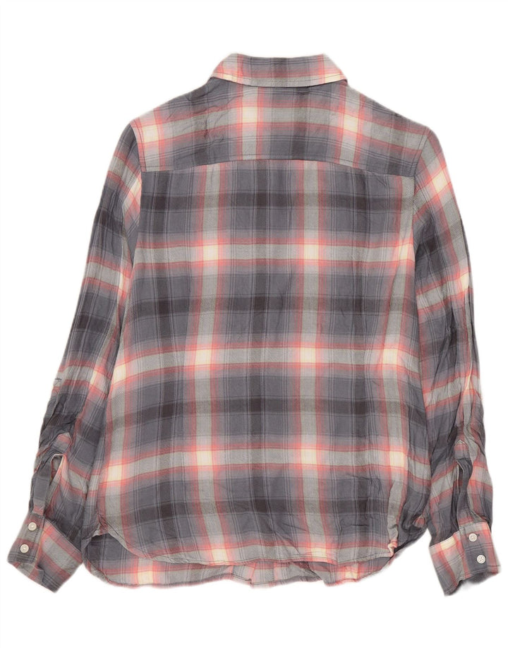 Camisa Tommy Hilfiger Feminina UK 10 Pequena Cinza Check Rayon
