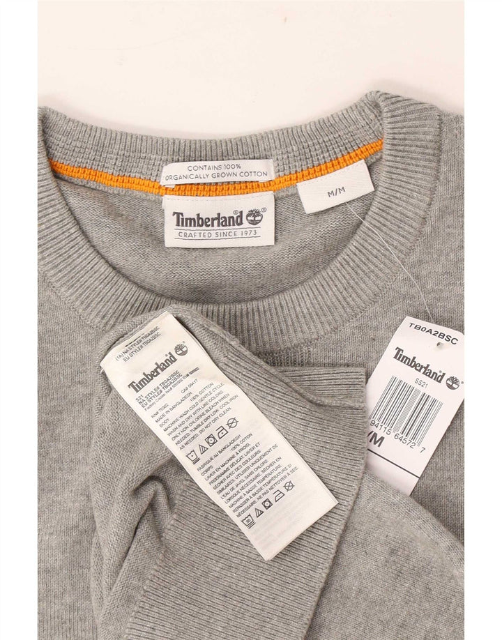 Suéter masculino Timberland com gola redonda e algodão manchado cinza médio