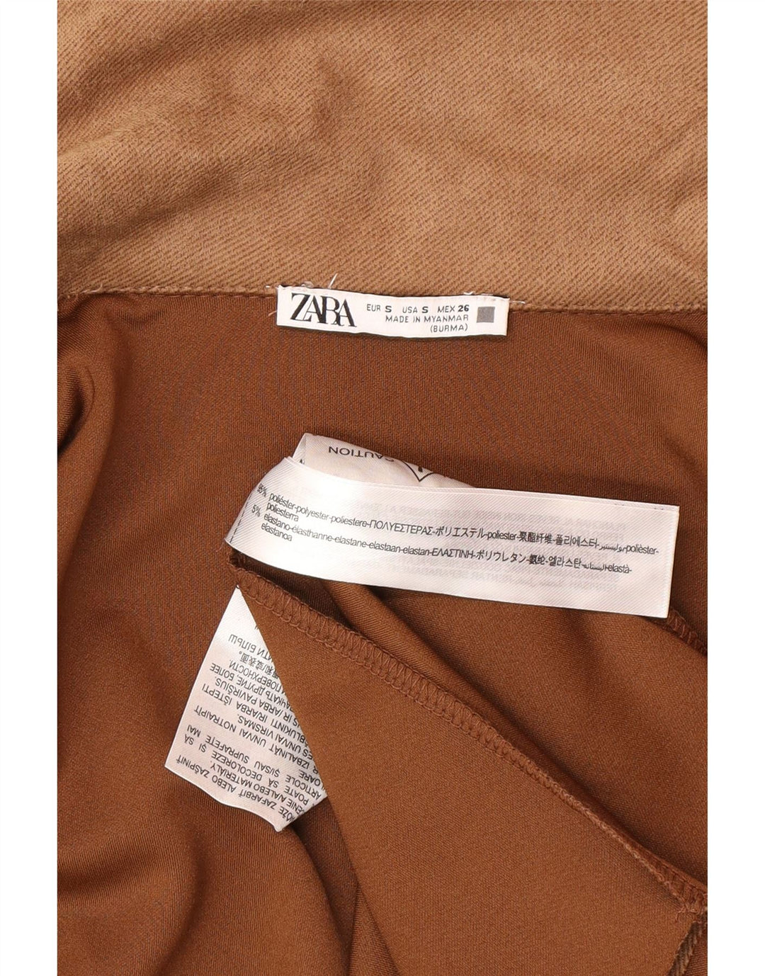 Sobretudo aberto oversized feminino Zara UK 10 pequeno poliéster marrom