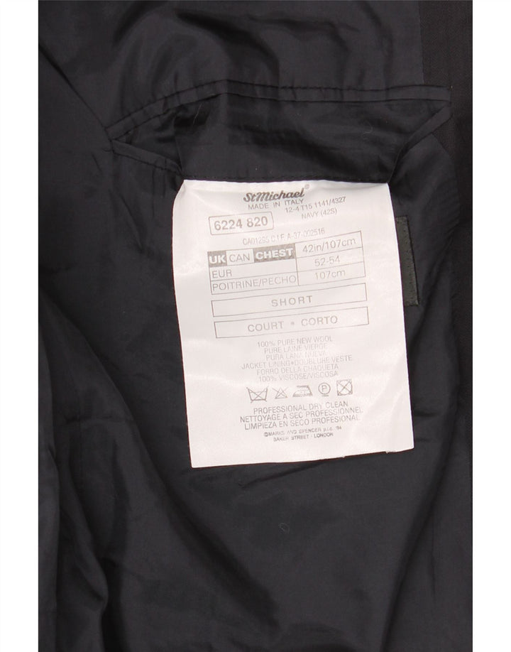 Jaqueta blazer masculina de 2 botões Marks & Spencer Reino Unido 42 XL azul marinho nova lã