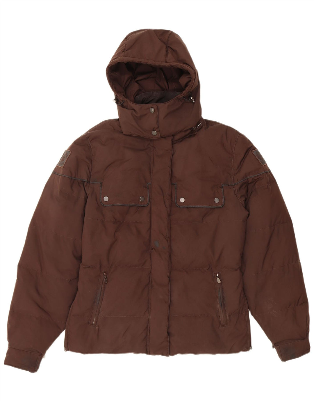 Jaqueta feminina acolchoada com capuz BELSTAFF IT 46 grande marrom nylon