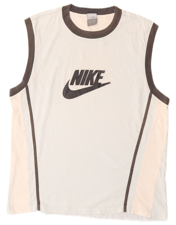 Nike Mens Graphic Vest Top UK 42/44 Grande Azul Colorblock Algodão