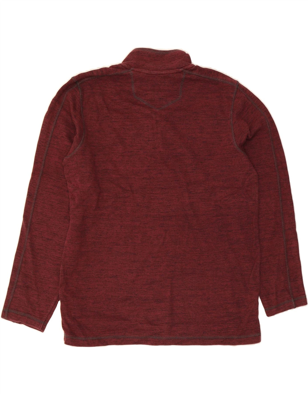 EDDIE BAUER Mens Zip Neck Sweatshirt Jumper Large Burgundy Flecked Cotton Vintage Eddie Bauer and Second-Hand Eddie Bauer from Messina Hembry 