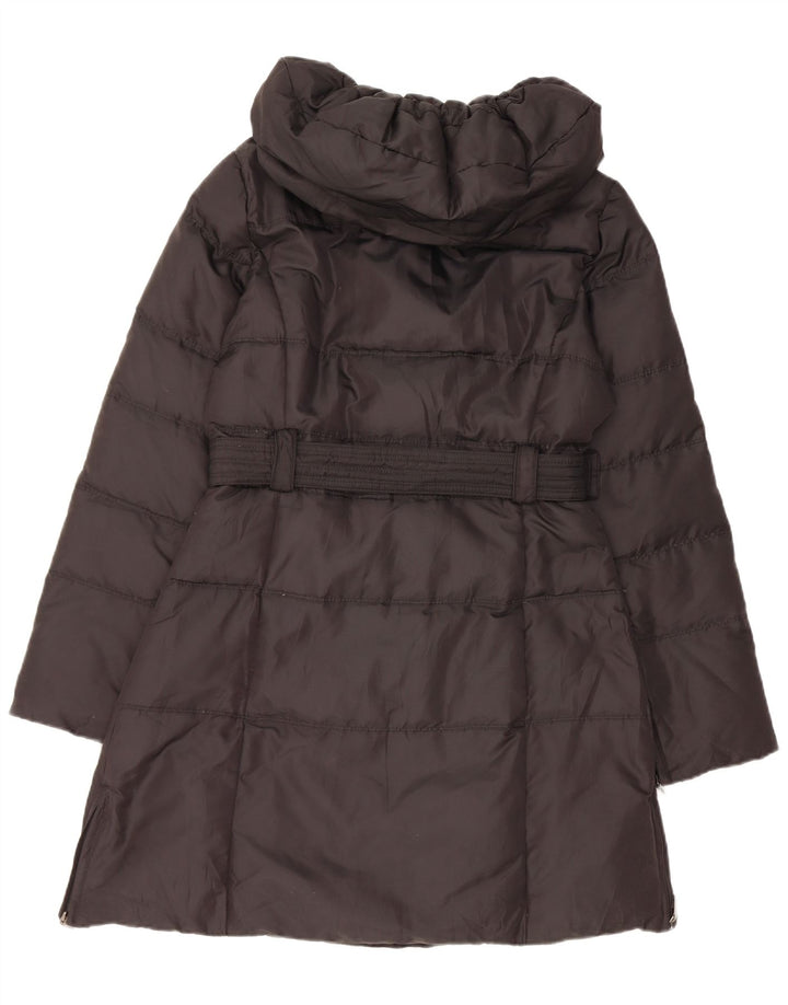 Casaco acolchoado com capuz feminino Zara UK 14 médio preto