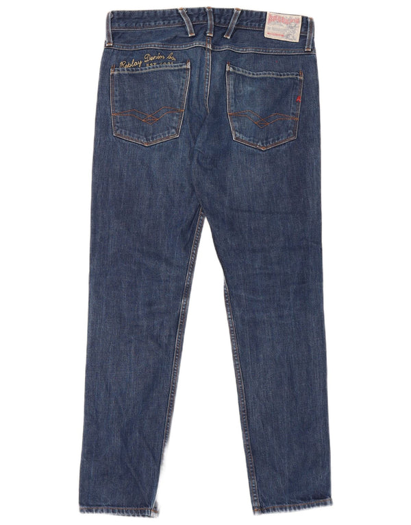 Replay Jeans Slim Masculino W32 L32 Azul Algodão